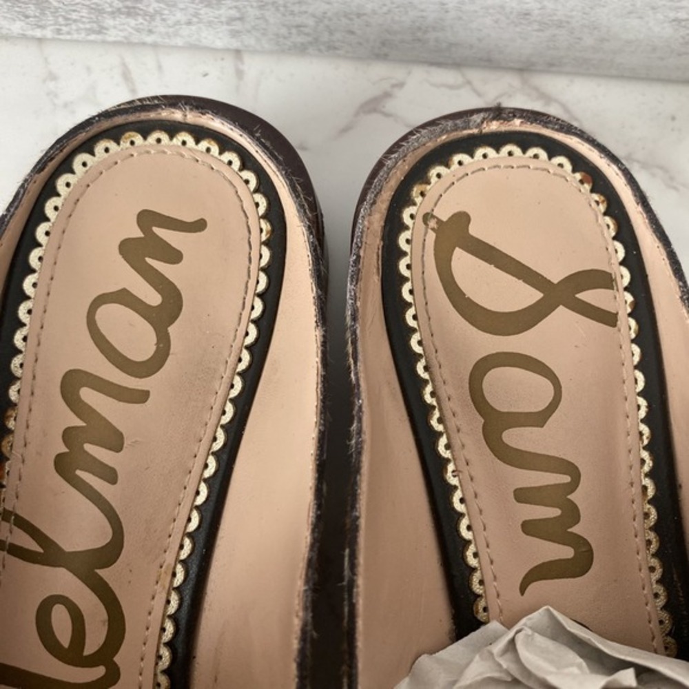 Sam Edelman Anthropologie Lewellyn‎ Slides Sz 6 Haircalf Low Heel Mules Western - Picture 3 of 11